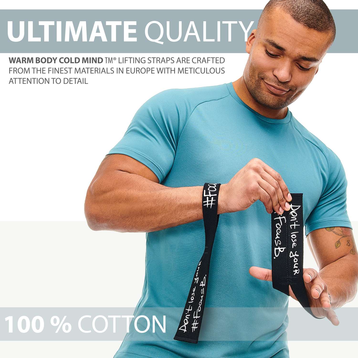 Weight Lifting Straps #FocusB White - Image 10